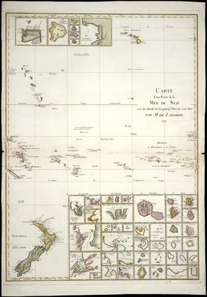 Carte d'une partie de la Mer du Sud avec des détails sur les principles isles de cette mer / par M. de Laborde.