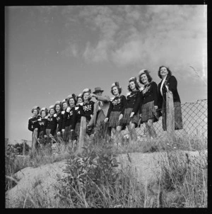 Leader and nine girls from the Sargettes marching team