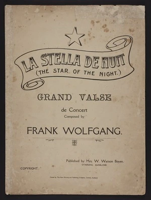 La stella de nuit = (The star of the night) : grand valse de concert / composed by Frank Wolfgang.
