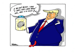 [Donald Trump displays his "very very large brain" in a jar"]