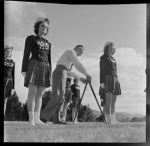 Leader and nine girls from the Sargettes marching team