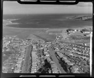 View over the suburb of Rongotai with Wellington Airport and Lyall Bay beyond, Wellington City