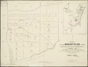 Plan of the Brookfields estate being sections 11, 12, 13 & 14, Papakura District, Hawke's Bay : the property of Messrs. Gilbertson & Dixon / C.D. Kennedy, surveyor.
