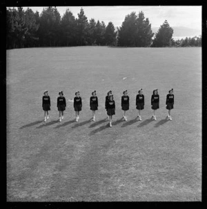 Leader and nine girls from the Sargettes marching team