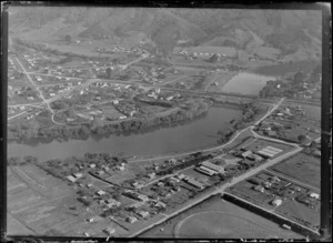 Ngaruawahia, Waikato District, including Waikato River, housing and hills