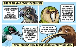 Bird of Year Concession Speeches. Birds - showing humans how to do democracy since 2005.