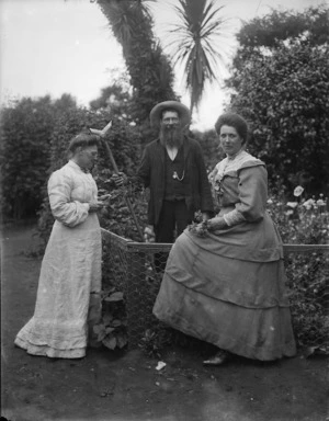 Unidentified family in their garden
