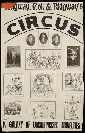 Ridgway, Cole & Ridgway's Circus. A galaxy of unsurpassed novelties! [Poster. ca 1910].