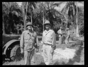 Major General Harold Barrowclough, with General Giswald of the US Forces, Vella Lavella Island, Solomon Islands, during World War II