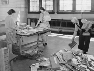 Correspondence School teachers sorting mail, Wellington