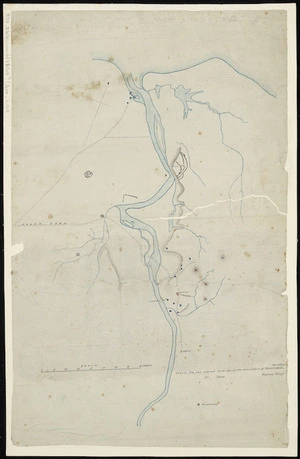 [Creator unknown] :[Waitara district, showing pas in the occupation of Ihaia and his allies, also Wiremu Kingi] [ms map]. [1859?]
