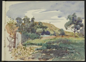 Hill, Mabel, 1872-1956 :[Landscape, Dunedin, 1915 or earlier?]