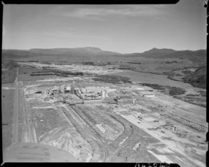 Aerial view of the Tasman Pulp and Paper mills, Kawerau, Bay of Plenty - Photograph taken by E Woollett