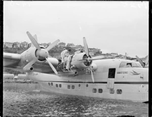 Repairs to flying boat Awatere at Evans Bay