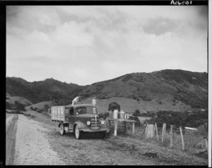 Cream van of the Te Kaha Dairy Co-op, Omaio district - Photograph taken by W Walker