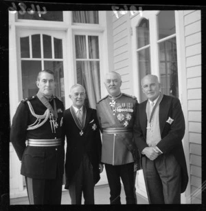 Governor-General Sir Bernard Fergusson and three new knights.