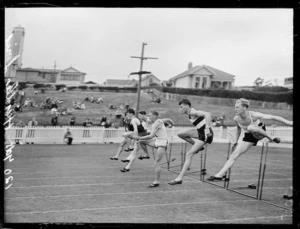 Hurdles race at the athletics championships