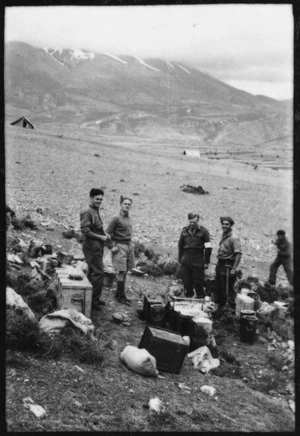 5th Field Ambulance's open air cookhouse at Dolikhe, Greece, during World War II - Photograph taken by Ian Macphail