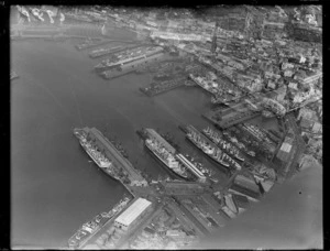 Aerial view of Wellington Harbour and the wharves