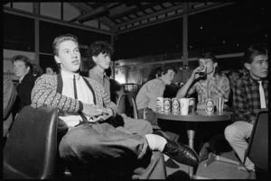 Group of young men in Chews Cabaret, Wellington - Photograph taken by Ross Giblin