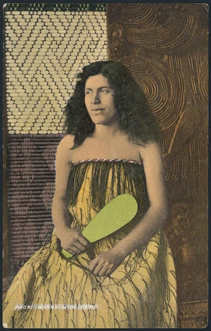 Postcard. Maori woman with mere. Copyright Thos Pringle, Wellington, N.Z. No. 204, G. & G. series [ca 1905-1914]