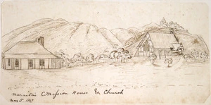Taylor, Richard, 1805-1873 :Maraitai C. Mission house and church, May 5 1847