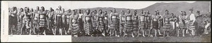 Photographer unknown :Maori haka (No. 5). Design registered by Harding & Billing, no. 183. 12/6/03. [Letter card. 1903].