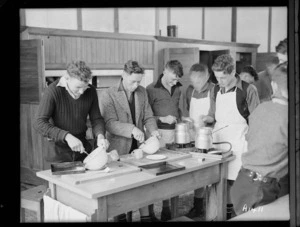 Boys at cookery class, Feilding Agricultural High School, Manawatu