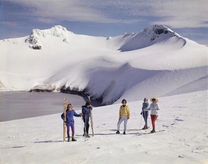 Skiers at Crater Lake, Mount Ruapehu