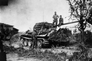 Panther tank captured by the the 27th New Zealand battalion, near Sesto Imolese, Italy