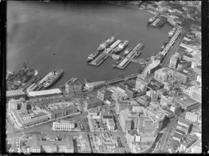 Aerial view of Wellington Harbour and the wharves
