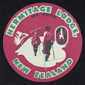 Tourist Hotel Corporation: Hermitage Lodge, Mount Cook, New Zealand, luggage label