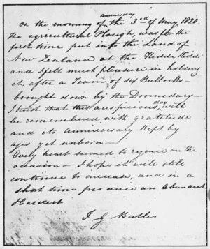 Diary entry of 3 May 1820 written by Reverend John Gare Butler