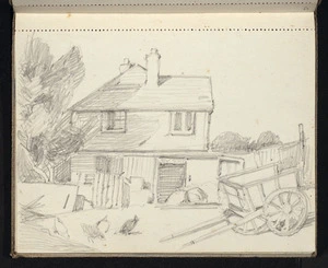 Hill, Mabel, 1872-1956 :[House and cart. ca 1950?]