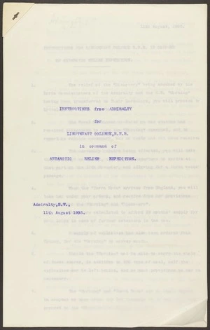 Official papers - Relating to the relief expedition of the Morning under Colbeck, and Terra Nova under Mackay, to aid Discovery