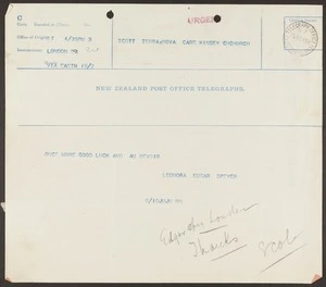 Official correspondence - Telegrams to Scott and his replies