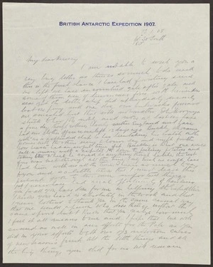 Letter from Sir Ernest Shackleton to Sir Joseph James Kinsey