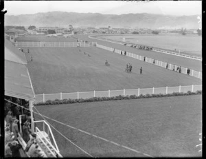 Horses coming up the straight at Hutt Park
