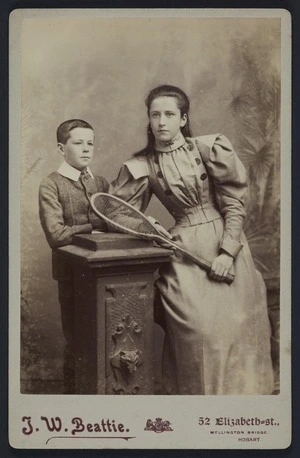 Beattie, John Watt (Hobart) fl 1879-1900 :Portrait of unidentified woman and young man