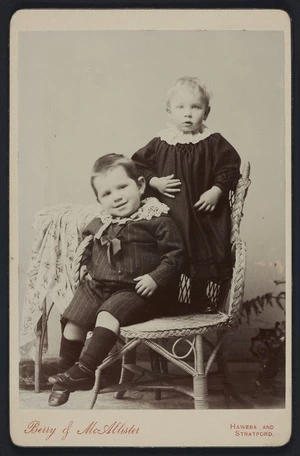 Berry & McAllister (Hawera) fl 1892 :Portrait of two unidentified children