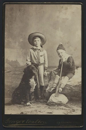 George & Walton (Christchurch) fl 1884-1886 :Portrait of two unidentified boys with a dog