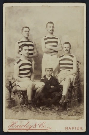 Hawley & Co (Napier) fl 1860s-1880s :Portrait of unidentified group of sportsmen