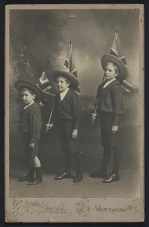 Denton, F J (Wanganui) fl 1869-11963 :Portrait of three unidentified young boys