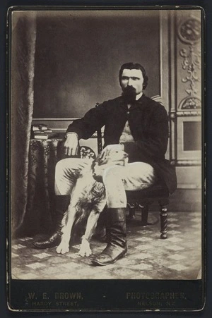 Brown, William Edmond (Nelson) fl 1875-1885 :Portrait of Captain Moonlight with a dog