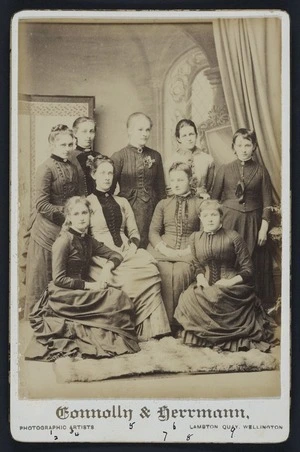 Connolly & Herrmann (Wellington) fl 1887-1889 :Group portrait of Form VI girls at Wellington Girls High School 1887
