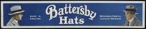 New Zealand. Railway Advertising Department Studios: Battersby Hats; made in England; obtainable from all leading mercers [1920s]