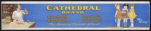 New Zealand. Railway Advertising Department Studios: Cathedral Brand culinary essences, for flavouring custards, jellies, &c. "We's waiting" [1920s]