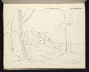 Hill, Mabel, 1872-1956 :[Trees in an English landscape. ca 1950?]