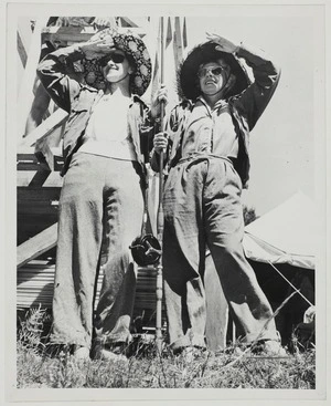 Two female anglers posing with fishing rods