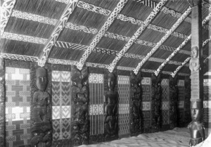 Inside Te Rauru meeting house at Whakarewarewa